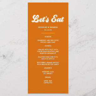 Orange Retro 70s Boho Groovy Disco Wedding Menu