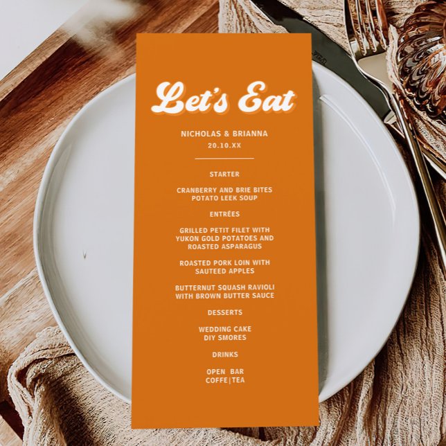 Orange Retro 70s Boho Groovy Disco Wedding Menu (Creator Uploaded)
