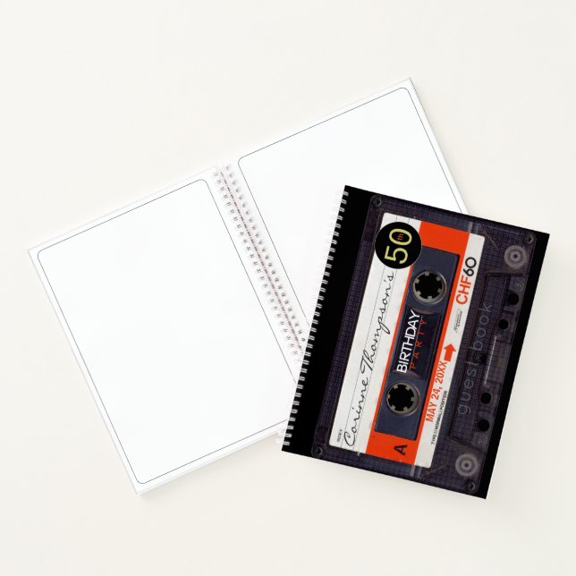 Orange Retro Audiotape 50th birthday Guest Book 2 (Inside)