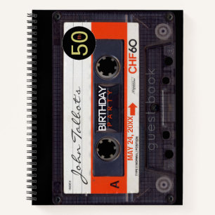 Orange Retro Audiotape 50th birthday Guest Book 2