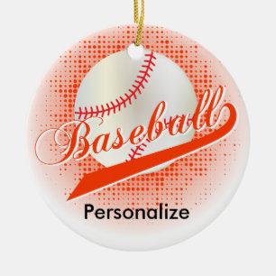 Orange Retro Baseball Style Ceramic Tree Decoration