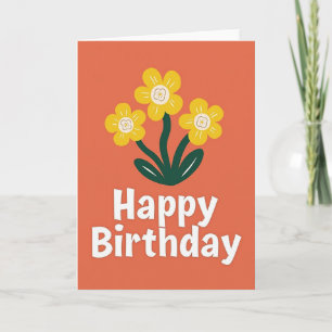 Orange Retro Birthday Card