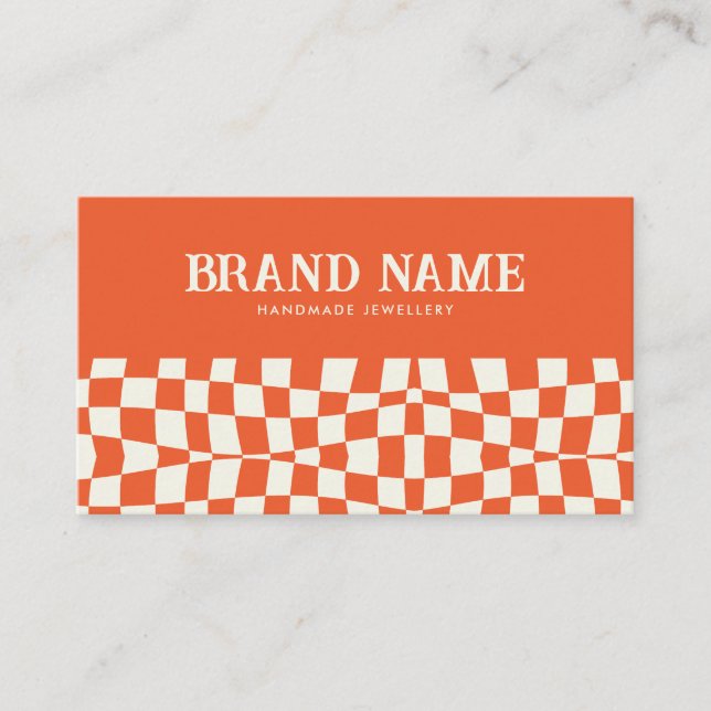 Orange Retro Bold Fun Business Card (Front)