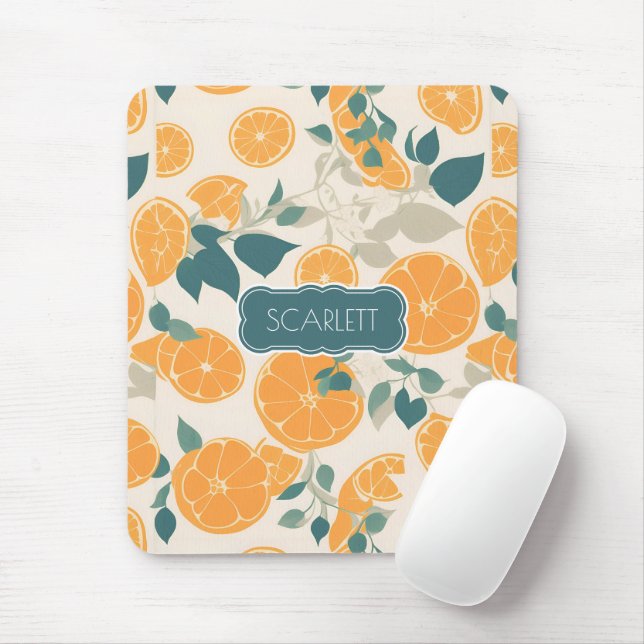 Orange Retro Colourful Personalised Pattern Mouse Mat (With Mouse)