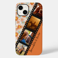 Orange Retro Daisy 4 Photo Horse Collage Name