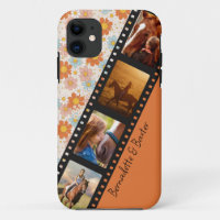 Orange Retro Daisy 4 Photo Horse Collage Name