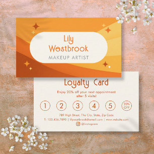 Orange Retro Groovy Modern Vintage Loyalty Card