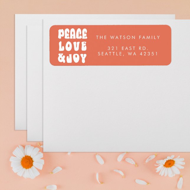Orange Retro Groovy Peace Love Joy Holiday (Orange Retro Groovy Peace Love Joy Holiday Label)