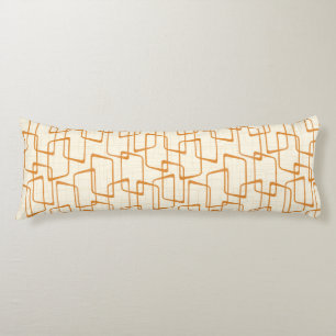 Orange Retro Lino Print Geometric Pattern Body Cushion