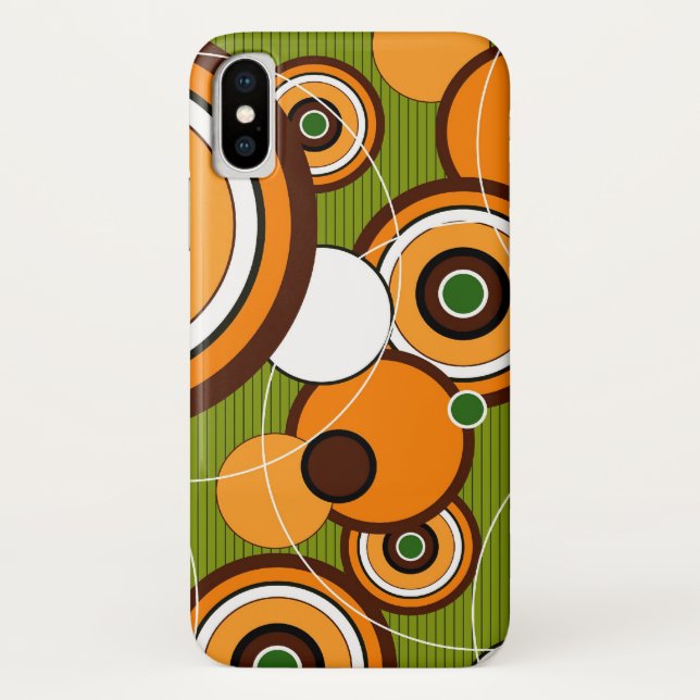 Orange Retro Mod Funky Abstract Circles Phone Case (Back)