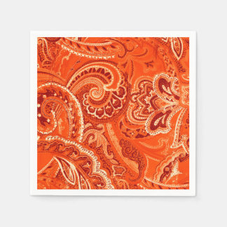 Orange Retro Paisley Bandanna/Bandanna Napkin