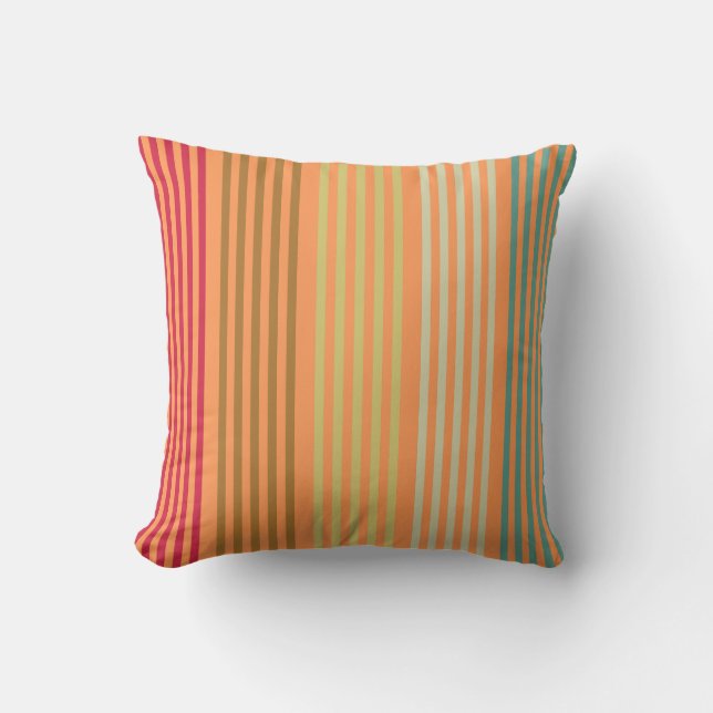 Orange Retro Stripes Cushion (Front)