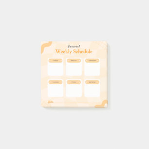 Orange Retro Style Personal Weekly Planner Post-it Notes