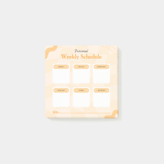 Orange Retro Style Personal Weekly Planner Post-it Notes