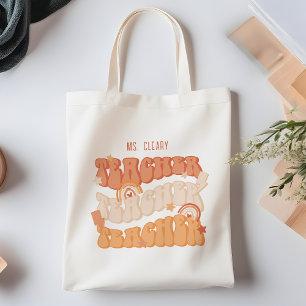 Orange Retro Teacher Appreciation Personalised Tote Bag