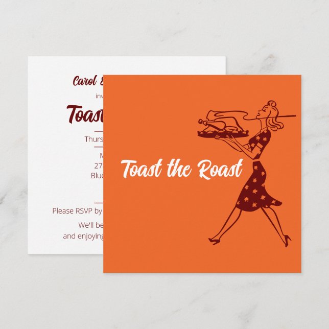 Orange Retro Thanksgiving Dinner Invitation (Front/Back)