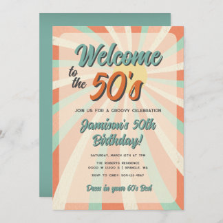Orange Retro Vintage Editable Birthday Invitation