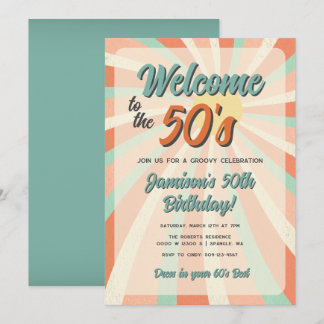 Orange Retro Vintage Editable Birthday Invitation