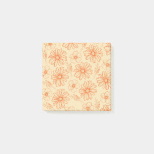 Orange Retro Vintage Y2K Flower Pattern Post-it Notes