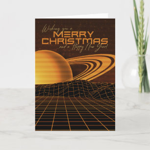 Orange Retrowave Christmas Card