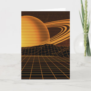 Orange Retrowave Greetings Card