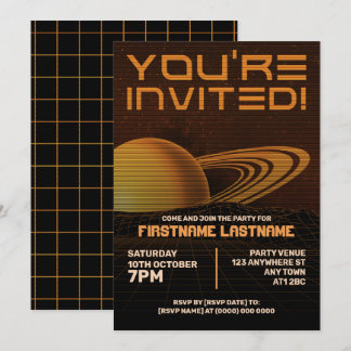 Orange Retrowave Party Invitation