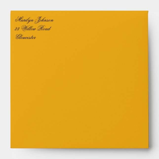 Orange Return Address Envelope for 5" Square (Front)