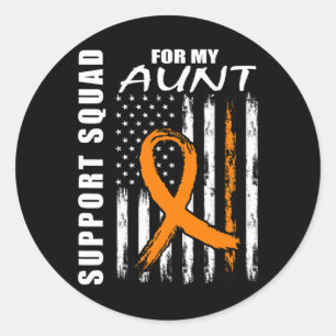 Orange Ribbon Aunt Leukaemia Awareness USA Flag Ca Classic Round Sticker