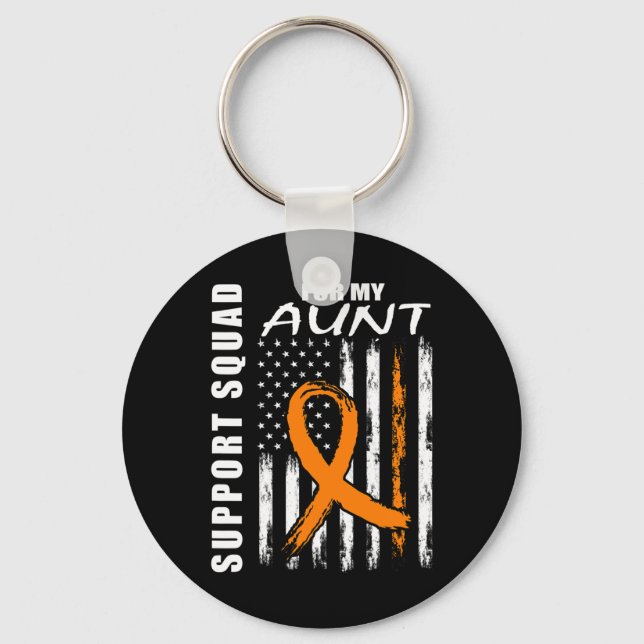 Orange Ribbon Aunt Leukaemia Awareness USA Flag Ca Key Ring (Front)