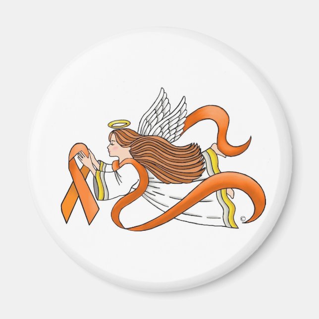 "Orange Ribbon" Awareness Angel Magnet (Front)