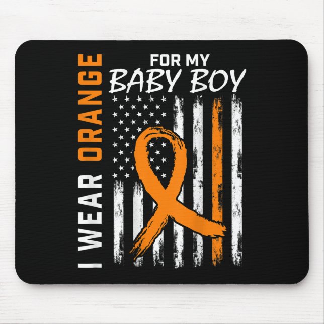 Orange Ribbon Baby Boy  LEUKEMIA SUPPORT LEUKEMIA  Mouse Mat (Front)