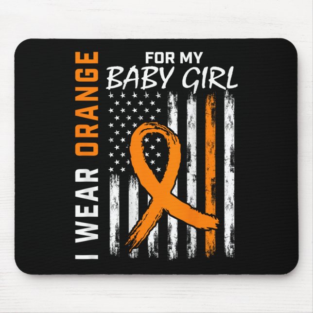 Orange Ribbon Baby Girl Leukaemia Awareness Mouse Mat (Front)
