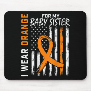 Orange Ribbon Baby Sister Leukaemia Awareness Flag Mouse Mat