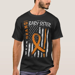 Orange Ribbon Baby Sister Leukaemia Awareness Flag T-Shirt