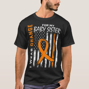 Orange Ribbon Baby Sister Leukaemia Awareness Flag T-Shirt