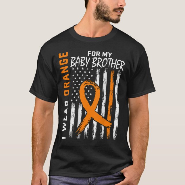 Orange Ribbon Bbyby Brother Leukaemia Awareness  T-Shirt (Front)