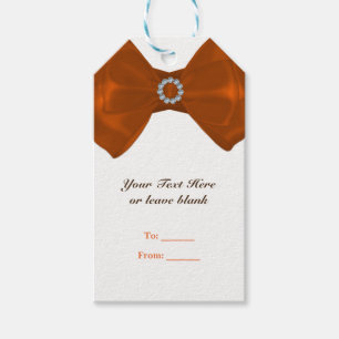 Orange Ribbon Bow & Diamonds Bridal Shower Elegant Gift Tags
