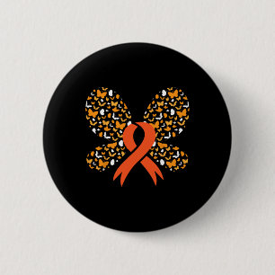 Orange Ribbon Butterfly Leukemia Awareness Survivo 6 Cm Round Badge