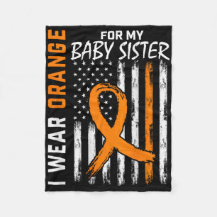 Orange Ribbon Byby Sister Leukaemia Awareness  Fleece Blanket