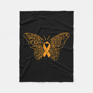 Orange Ribbon Cancer Leukaemia Awareness Support Fleece Blanket