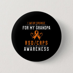 Orange Ribbon Crpsrsd Awareness For Grandpa - Gran 6 Cm Round Badge