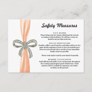 Orange Ribbon Diamond Bow Safety Measures Enclosure Card