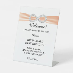 Orange Ribbon Diamond Infinity Wedding Safety Pedestal Sign