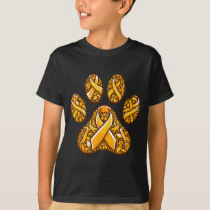 Orange Ribbon Dog Paw Print Multiple Sclerosis Awa T-Shirt