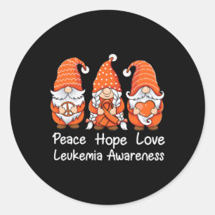 Orange ribbon Gnomes support survivor of Leukaemia Classic Round Sticker