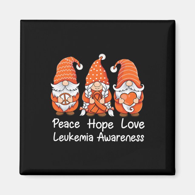 Orange ribbon Gnomes support survivor of Leukaemia Magnet (Front)