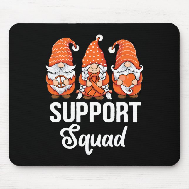 Orange ribbon Gnomes support survivor of Leukaemia Mouse Mat (Front)