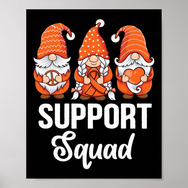 Orange ribbon Gnomes support survivor of Leukaemia Poster (Front)
