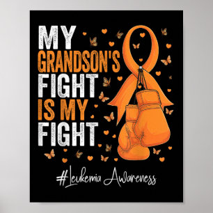 Orange Ribbon Grandson Leukaemia Awareness  Poster