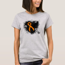 Orange Ribbon Grunge Heart